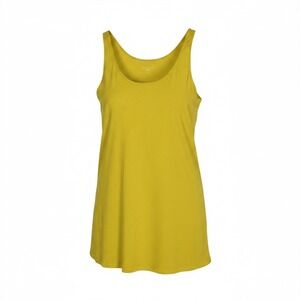 Eileen Fisher Tank Top M Yellow Organic Cotton Scoop Neck Minimalist Lagenlook